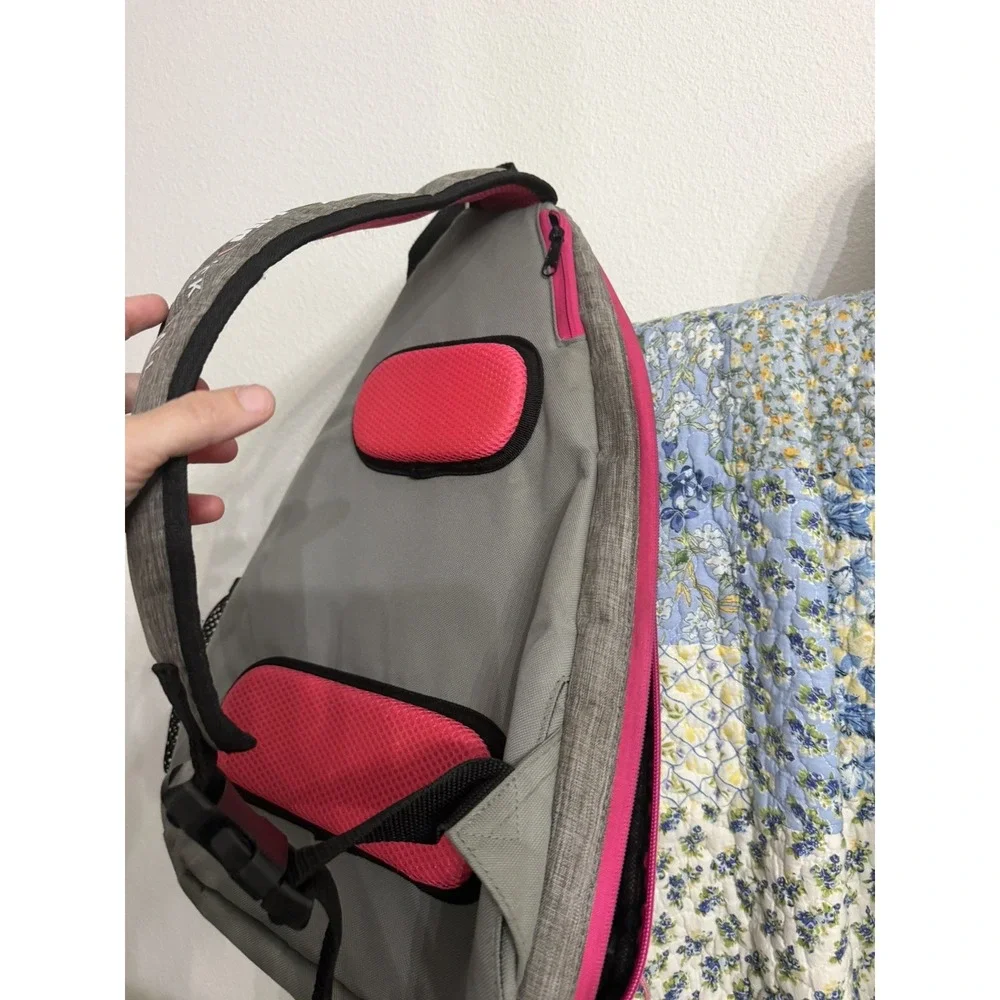 Franklin Pickleball Sling Bag Backpack, Gray with Pink Zippers